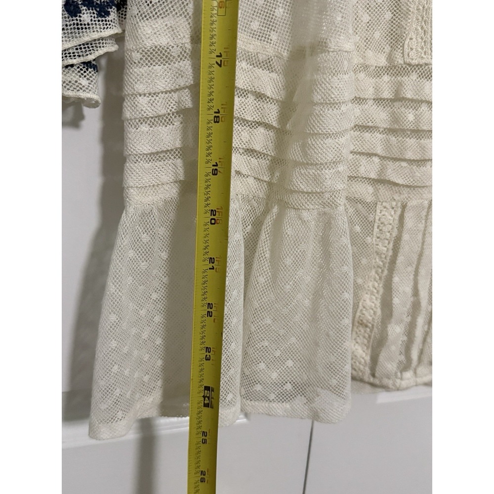 Free People Jocelyn Dot Off‎ White Lace Tunic Boho Sz XS Festival Grunge Western - Picture 5 of 6